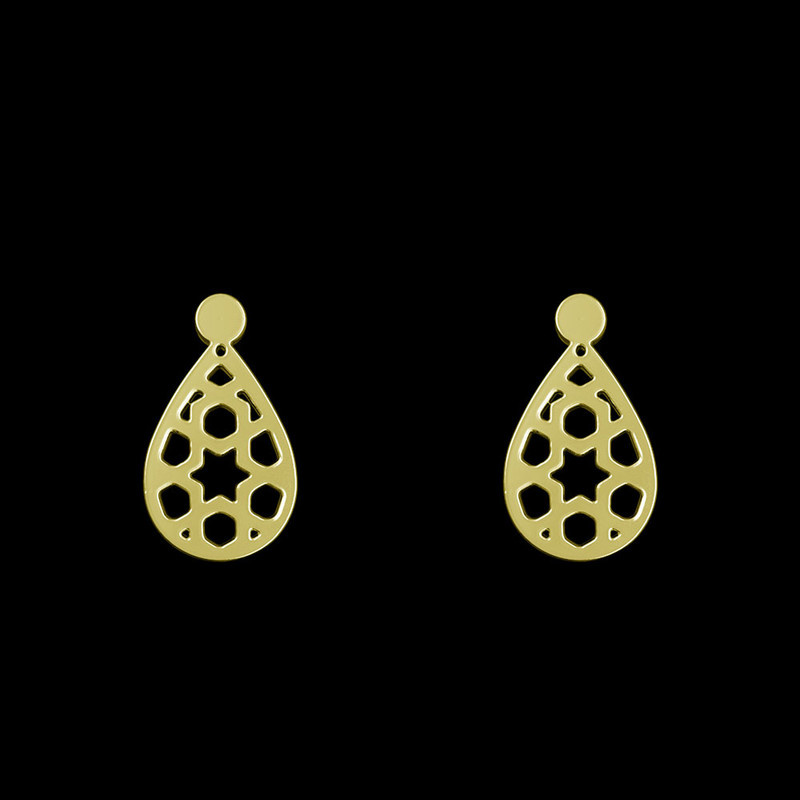 گوشواره طلا 18 عیار زنانه مدوپد مدل هندسی کد GA1-13929