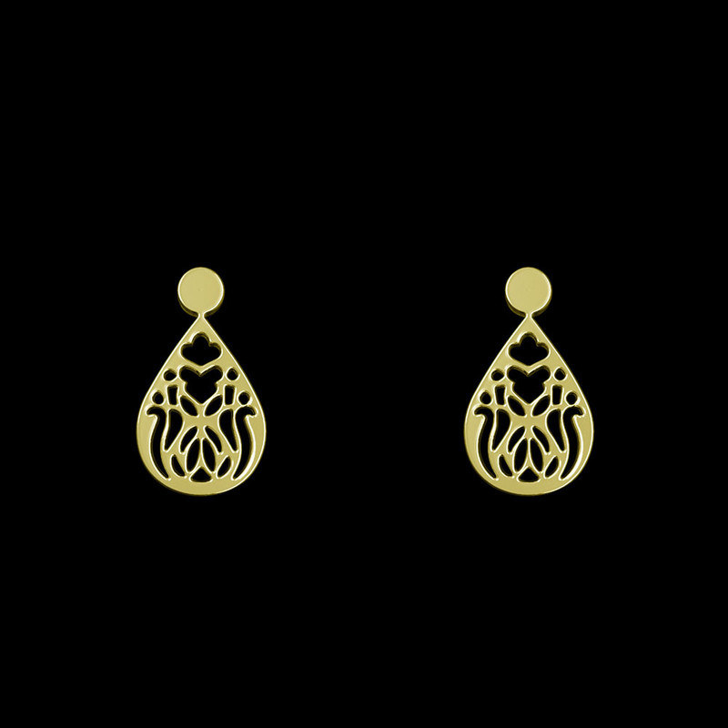 گوشواره طلا 18 عیار زنانه مدوپد مدل هندسی کد GA1-13946