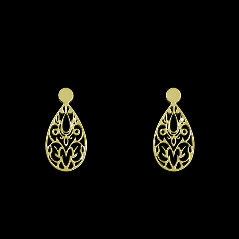 گوشواره طلا 18 عیار زنانه مدوپد مدل هندسی کد GA1-14030