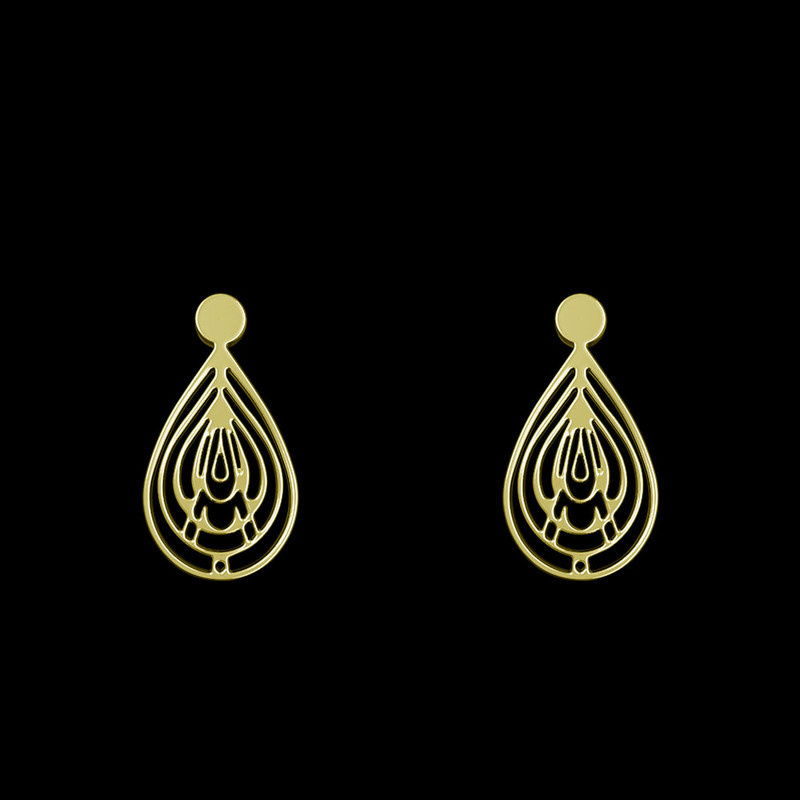 گوشواره طلا 18 عیار زنانه مدوپد مدل هندسی کد GA1-14083