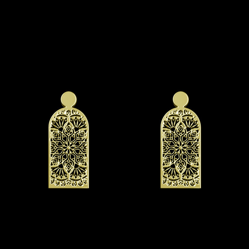 گوشواره طلا 18 عیار زنانه مدوپد مدل هندسی کد GA1-14231