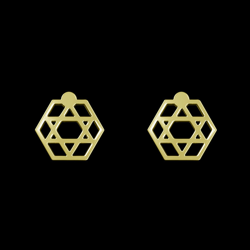 گوشواره طلا 18 عیار زنانه مدوپد مدل هندسی کد GA1-14266