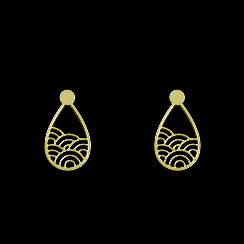 گوشواره طلا 18 عیار زنانه مدوپد مدل هندسی کد GA1-14318