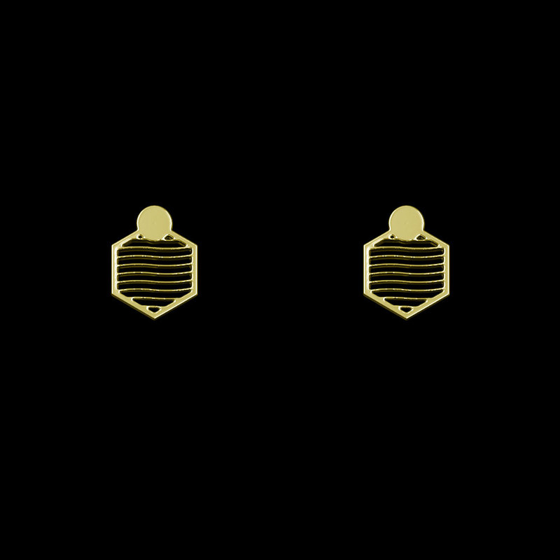 گوشواره طلا 18 عیار زنانه مدوپد مدل هندسی کد GA1-14429