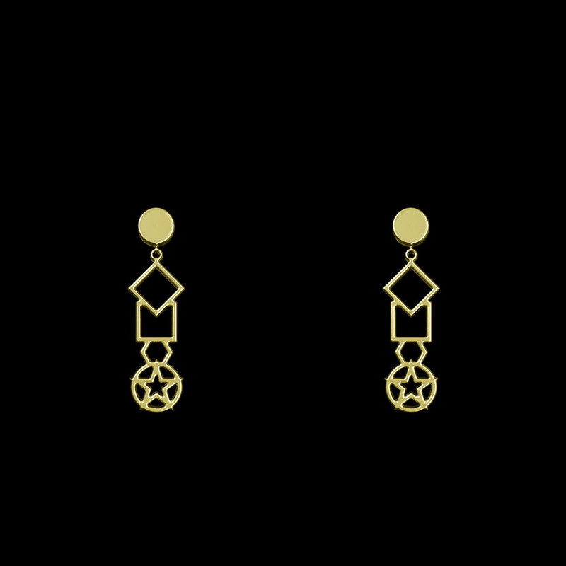 گوشواره طلا 18 عیار زنانه مدوپد مدل هندسی کد GA1-14436