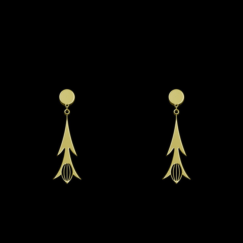 گوشواره طلا 18 عیار زنانه مدوپد مدل هندسی کد GA1-14438