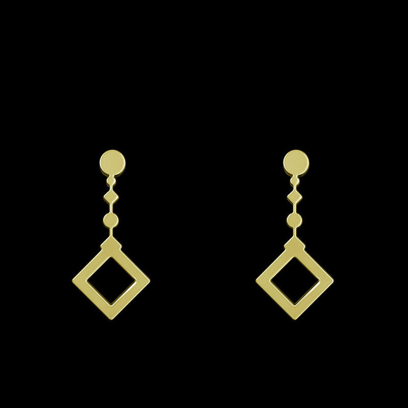 گوشواره طلا 18 عیار زنانه مدوپد مدل هندسی کد GA1-14498