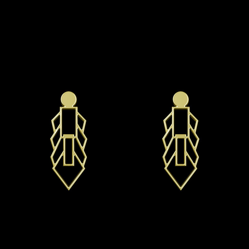 گوشواره طلا 18 عیار زنانه مدوپد مدل هندسی کد GA1-14536