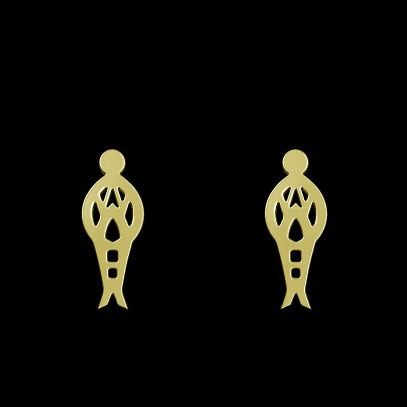 گوشواره طلا 18 عیار زنانه مدوپد مدل هندسی کد GA1-14625