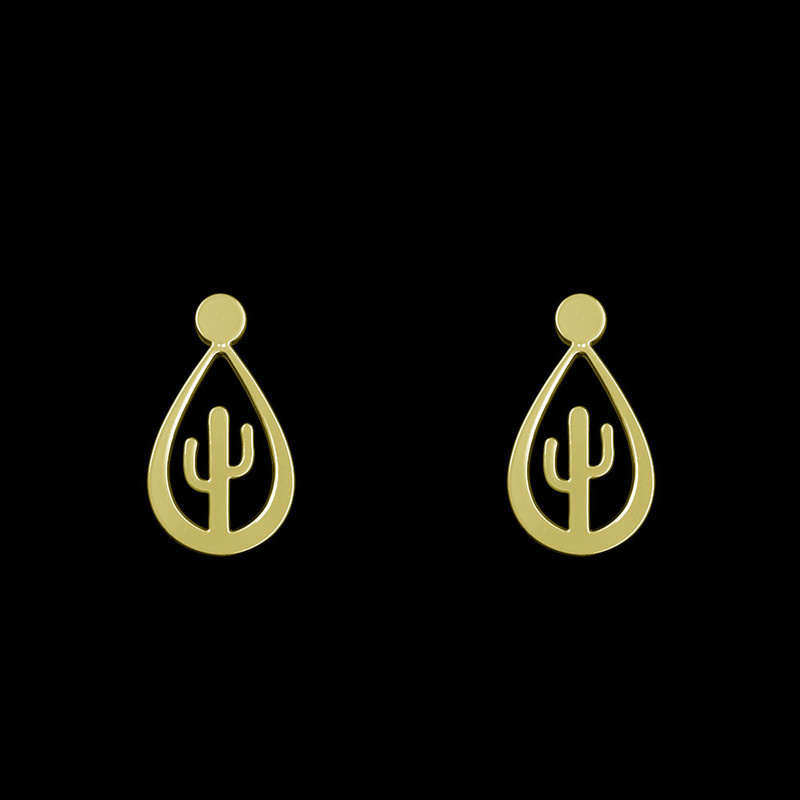 گوشواره طلا 18 عیار زنانه مدوپد مدل کاکتوس کد GA1-14820