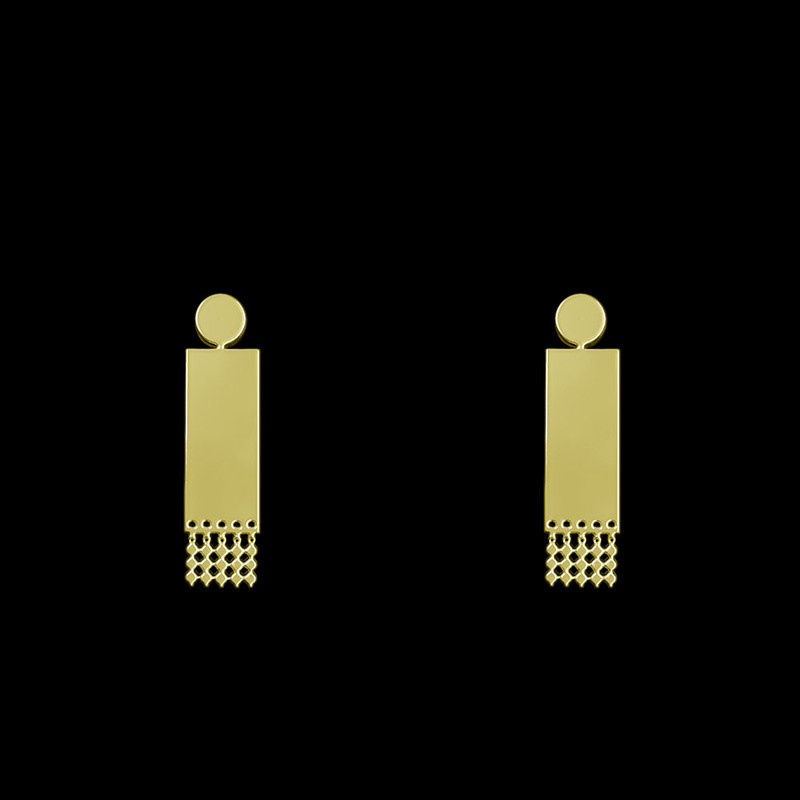 گوشواره طلا 18 عیار زنانه مدوپد مدل هندسی کد GA1-14885