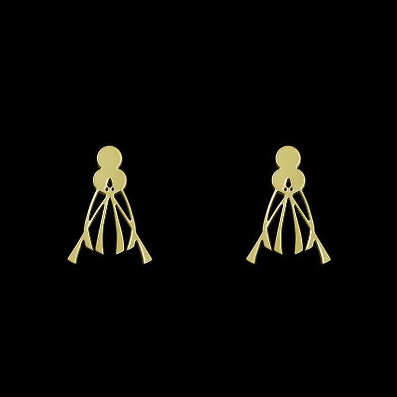 گوشواره طلا 18 عیار زنانه مدوپد مدل هندسی کد GA1-14888