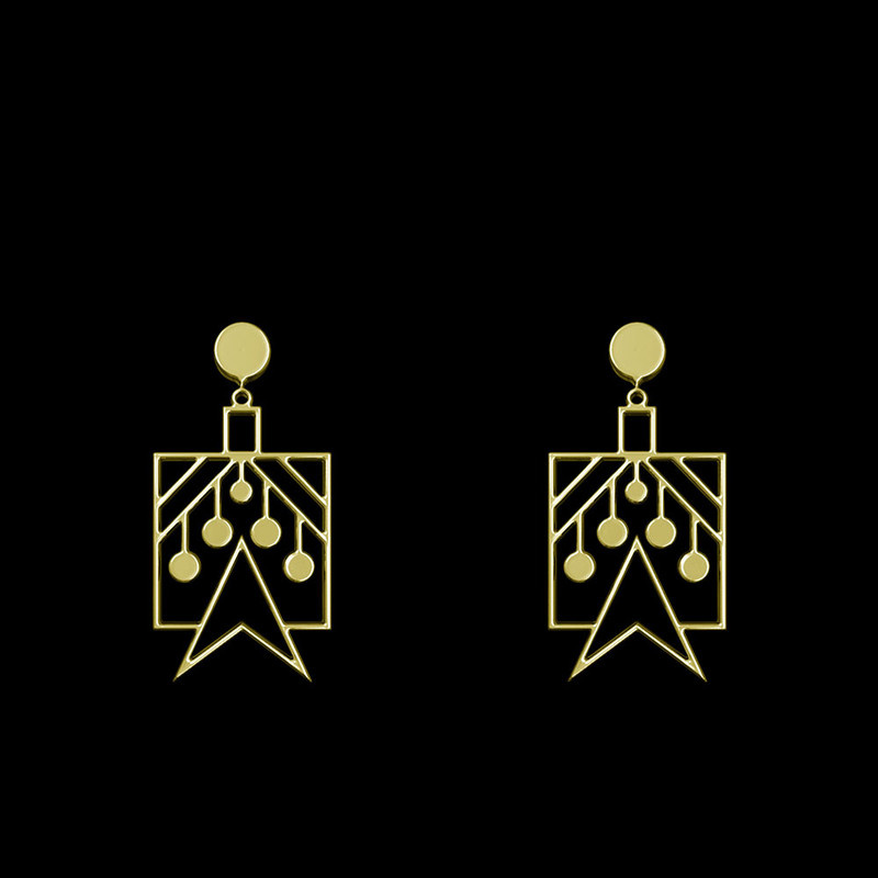 گوشواره طلا 18 عیار زنانه مدوپد مدل هندسی کد GA1-14889