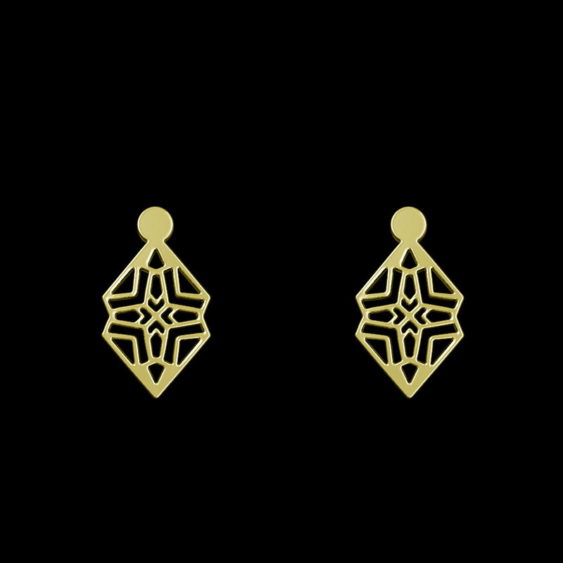 گوشواره طلا 18 عیار زنانه مدوپد مدل هندسی کد GA1-14910