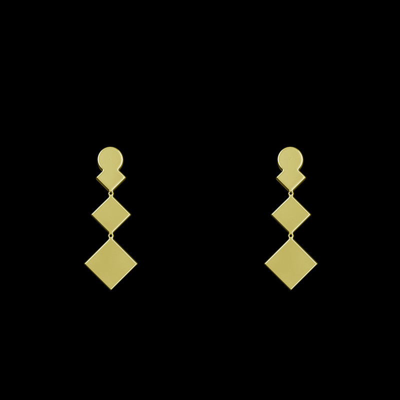 گوشواره طلا 18 عیار زنانه مدوپد مدل هندسی کد GA1-14909