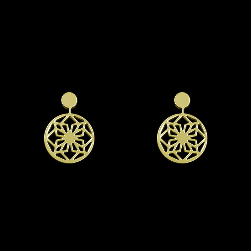 گوشواره طلا 18 عیار زنانه مدوپد مدل هندسی کد GA1-14923