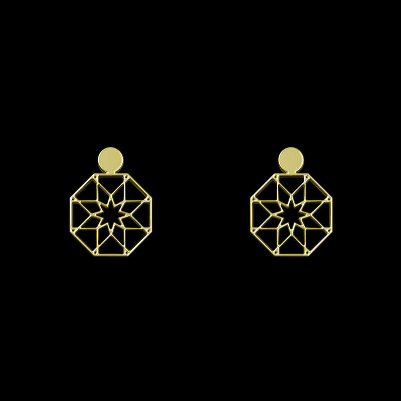 گوشواره طلا 18 عیار زنانه مدوپد مدل هندسی کد GA1-14927