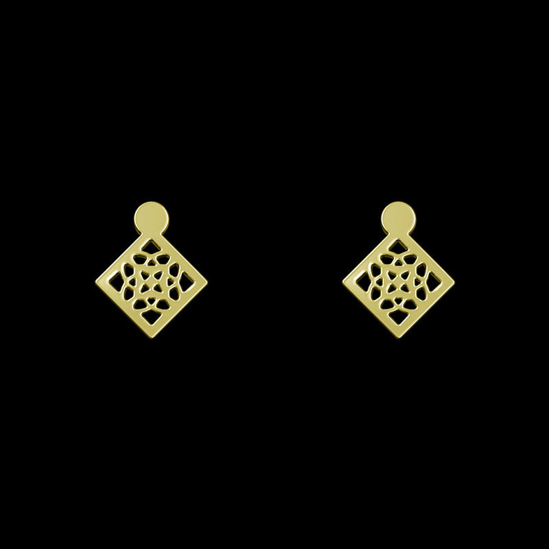 گوشواره طلا 18 عیار زنانه مدوپد مدل هندسی کد GA1-14930