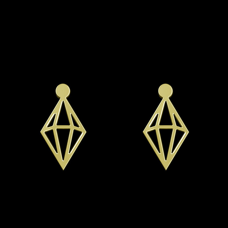 گوشواره طلا 18 عیار زنانه مدوپد مدل لوزی کد GA1-14941