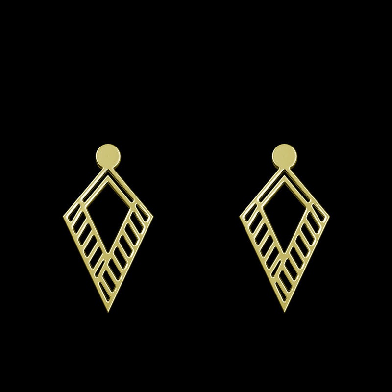 گوشواره طلا 18 عیار زنانه مدوپد مدل هندسی کد GA1-14950