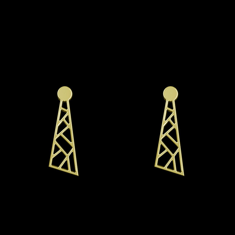 گوشواره طلا 18 عیار زنانه مدوپد مدل هندسی کد GA1-14970