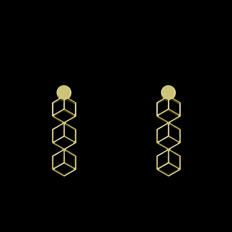 گوشواره طلا 18 عیار زنانه مدوپد مدل هندسی کد GA1-14980