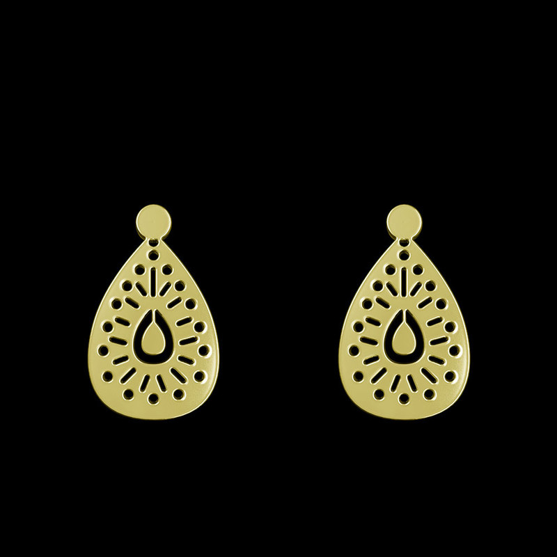 گوشواره طلا 18 عیار زنانه مدوپد مدل هندسی کد GA1-14985