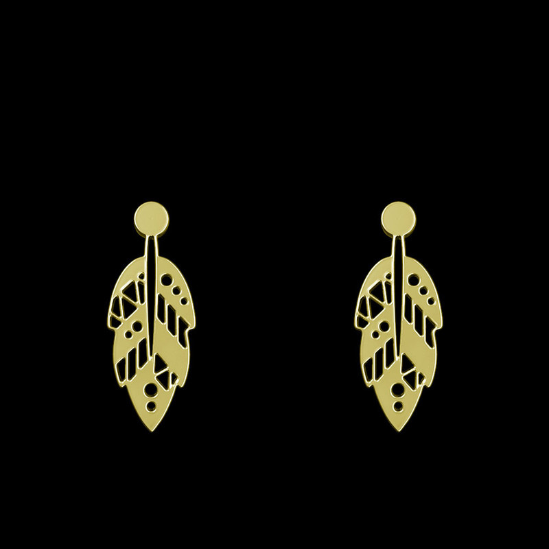 گوشواره طلا 18 عیار زنانه مدوپد مدل برگ کد GA1-14989