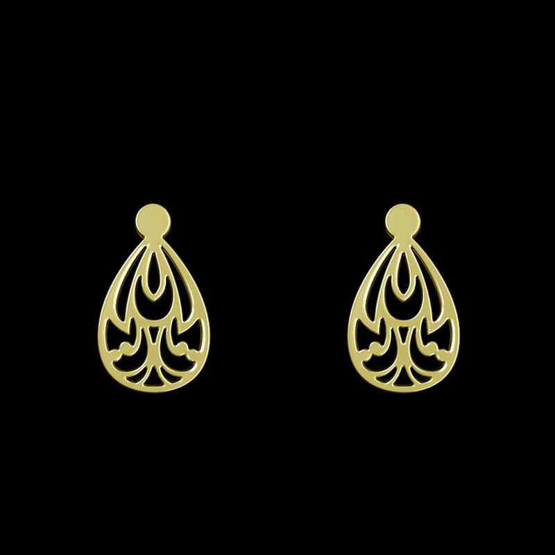 گوشواره طلا 18 عیار زنانه مدوپد مدل هندسی کد GA1-15198