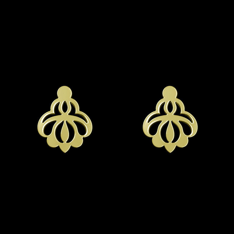 گوشواره طلا 18 عیار زنانه مدوپد مدل هندسی کد GA1-15218