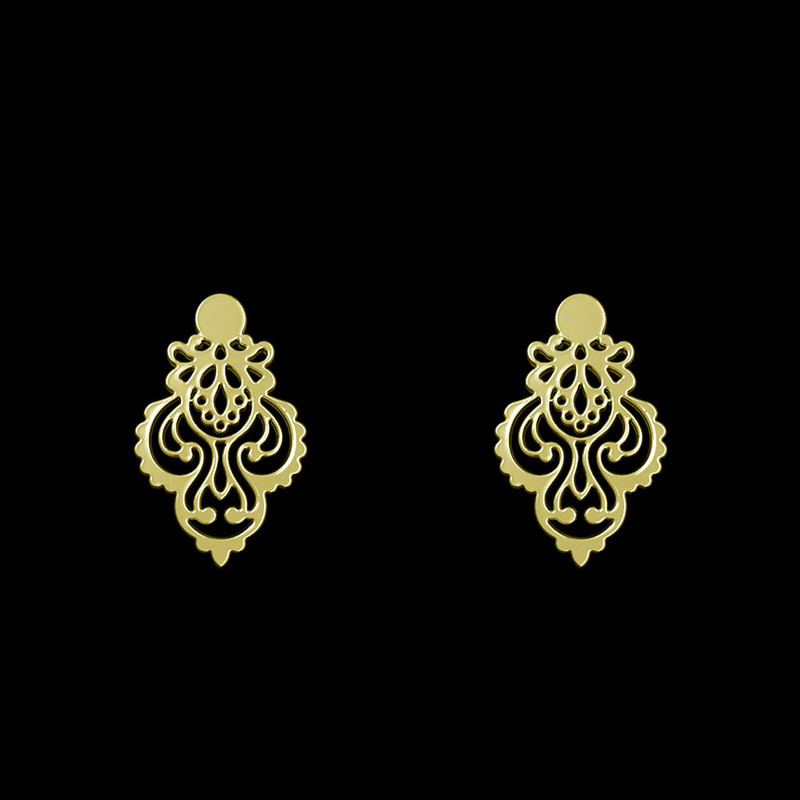 گوشواره طلا 18 عیار زنانه مدوپد مدل اسلیمی کد GA1-15278