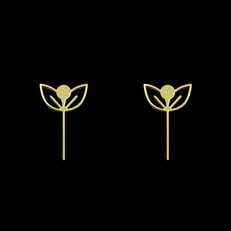 گوشواره طلا 18 عیار زنانه مدوپد مدل برگ کد GA1-15991