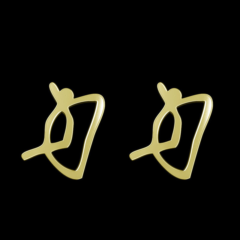 گوشواره طلا 18 عیار زنانه مدوپد مدل هندسی کد GA1-16109