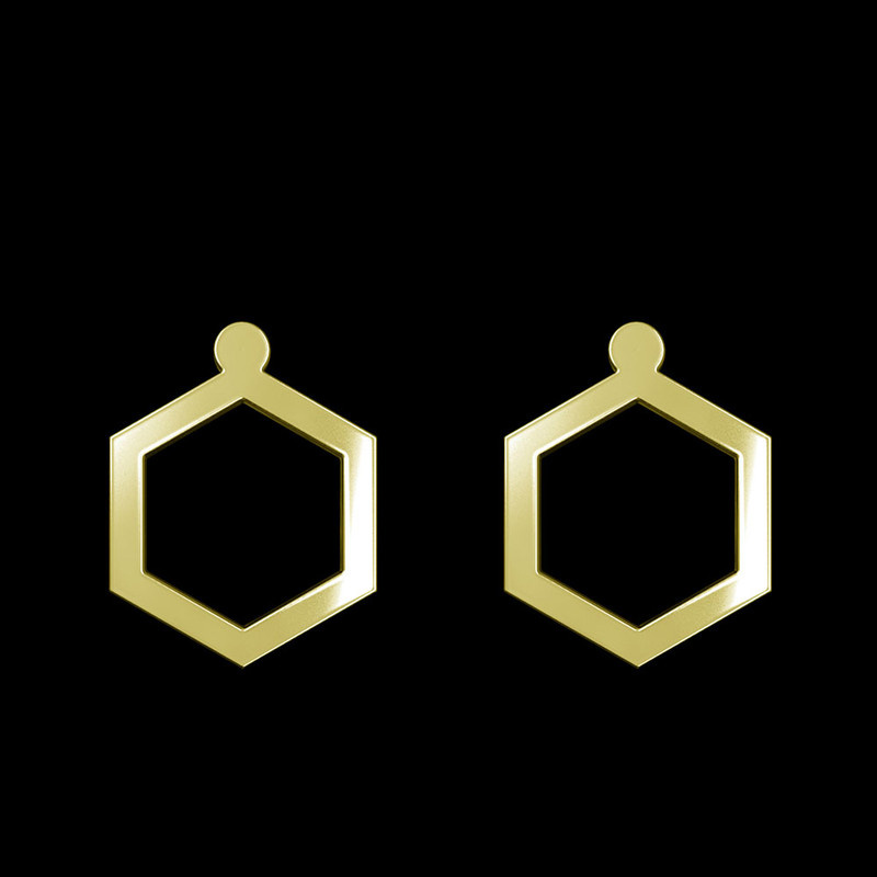 گوشواره طلا 18 عیار زنانه مدوپد مدل شش ضلعی کد GA1-16298