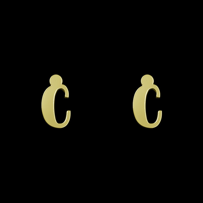 گوشواره طلا 18 عیار زنانه مدوپد مدل حرف C کد GA1-16603