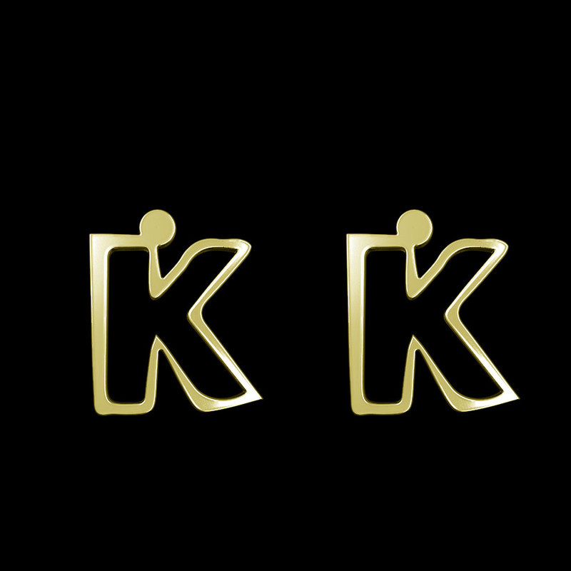 گوشواره طلا 18 عیار زنانه مدوپد مدل حرف K کد GA1-16691