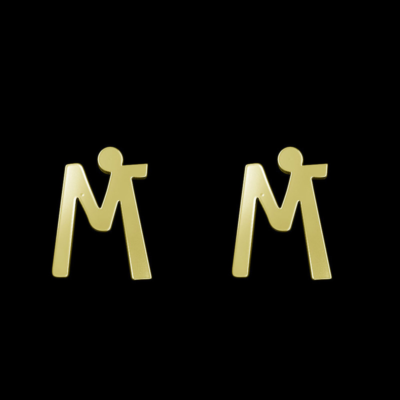 گوشواره طلا 18 عیار زنانه مدوپد مدل حرف M کد GA1-16745