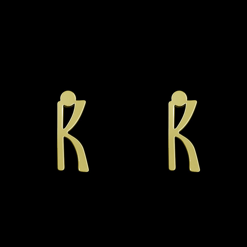 گوشواره طلا 18 عیار زنانه مدوپد مدل حرف K کد GA1-16771