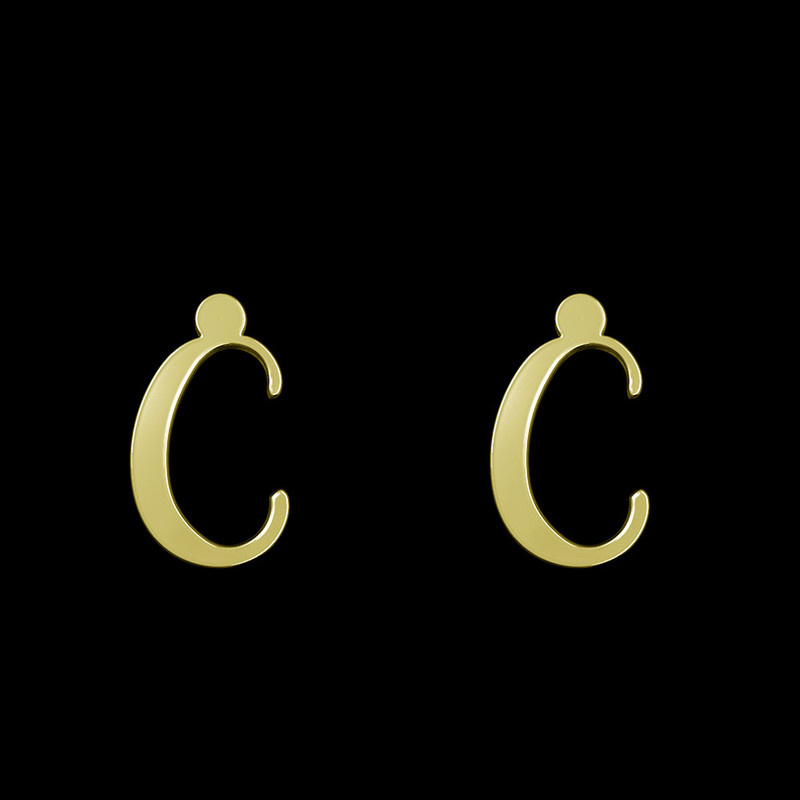 گوشواره طلا 18 عیار زنانه مدوپد مدل حرف C کد GA1-16783