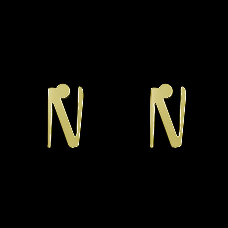 گوشواره طلا 18 عیار زنانه مدوپد مدل حرف N کد GA1-16822