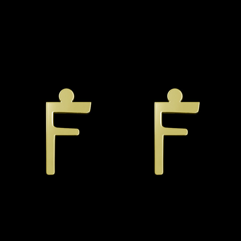 گوشواره طلا 18 عیار زنانه مدوپد مدل حرف F کد GA1-16840