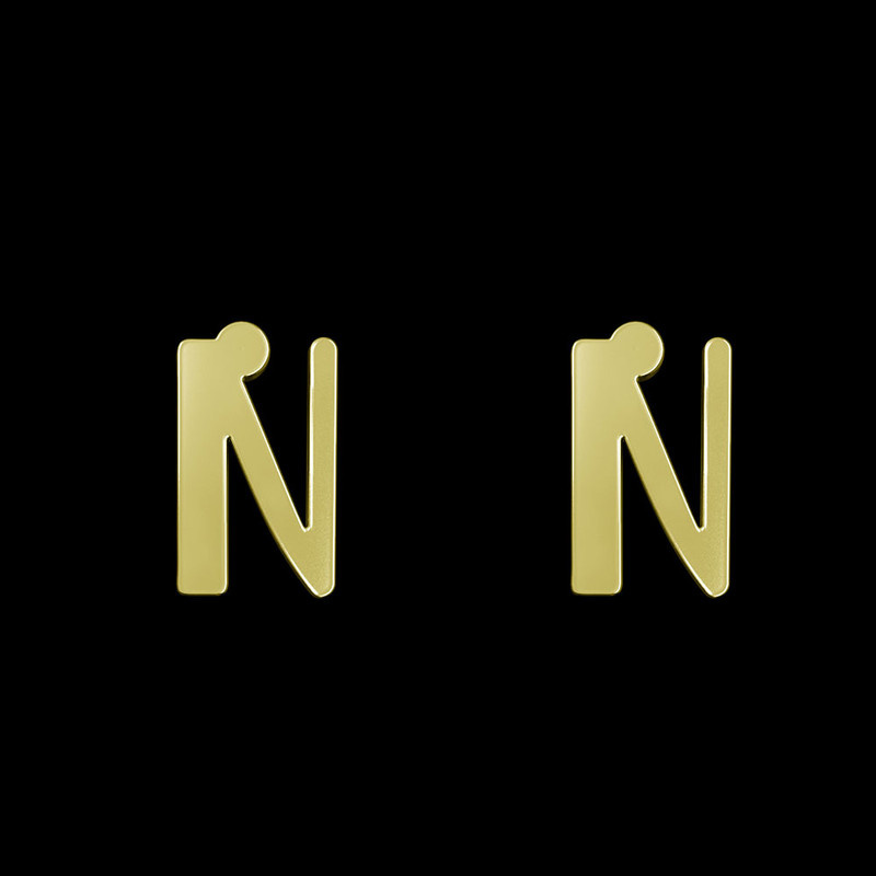 گوشواره طلا 18 عیار زنانه مدوپد مدل حرف N کد GA1-16900