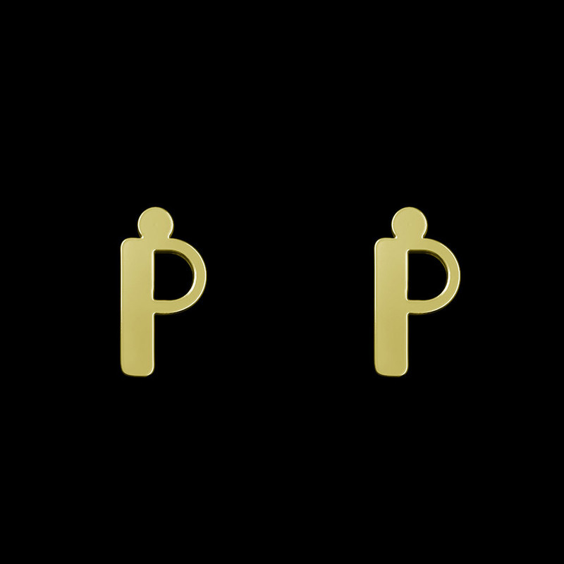 گوشواره طلا 18 عیار زنانه مدوپد مدل حرف P کد GA1-16902