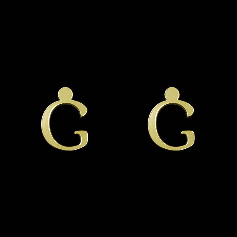 گوشواره طلا 18 عیار زنانه مدوپد مدل حرف G کد GA1-16919