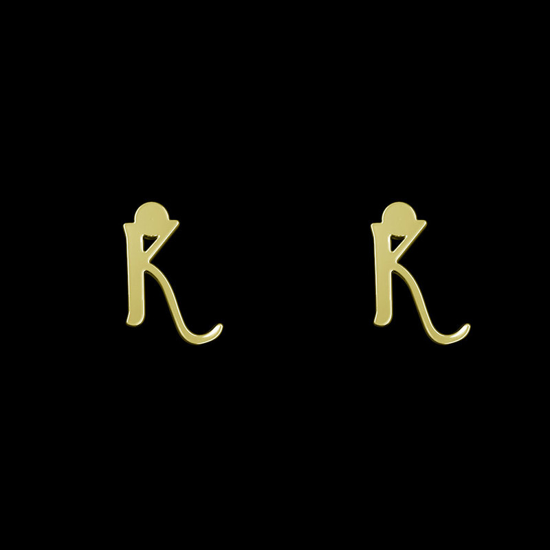 گوشواره طلا 18 عیار زنانه مدوپد مدل حرف K کد GA1-16949