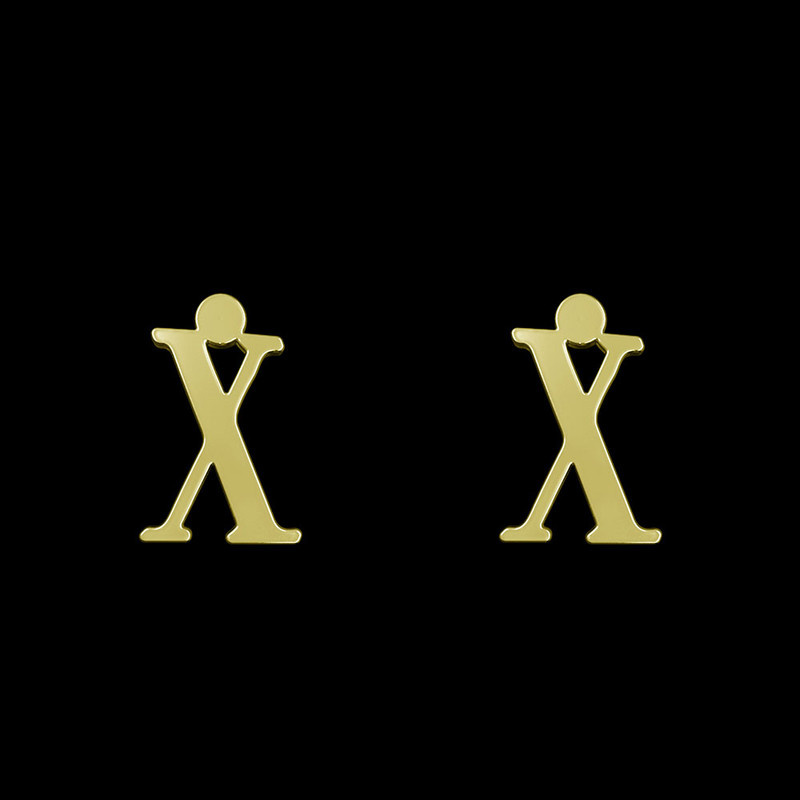 گوشواره طلا 18 عیار زنانه مدوپد مدل حرف X کد GA1-16962