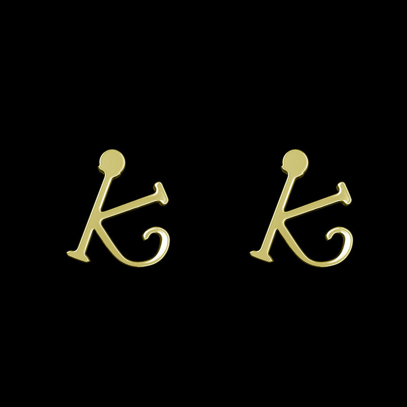 گوشواره طلا 18 عیار زنانه مدوپد مدل حرف K کد GA1-16975