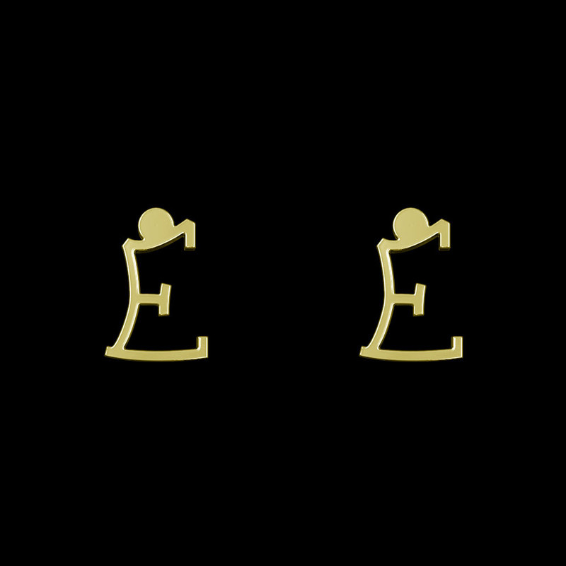 گوشواره طلا 18 عیار زنانه مدوپد مدل حرف E کد GA1-17021