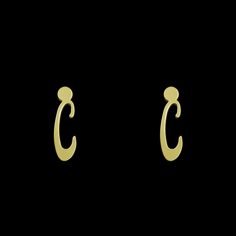 گوشواره طلا 18 عیار زنانه مدوپد مدل حرف C کد GA1-17071