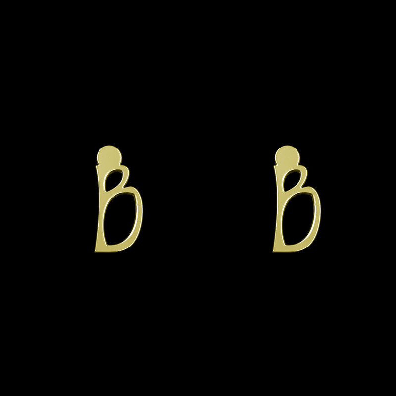 گوشواره طلا 18 عیار زنانه مدوپد مدل حرف B کد GA1-17122